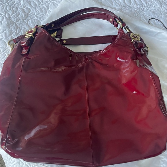 Coach Deep Red Patent Leather Shoulder Bag - Picture 3 of 5